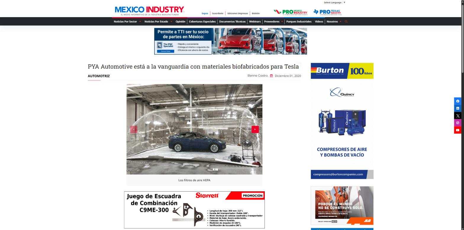 Mexico Industry article about Tesla and Germán Carrasco