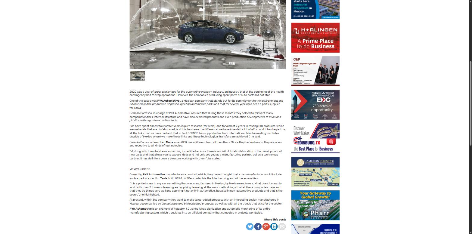 Pro Mexico Industry English article